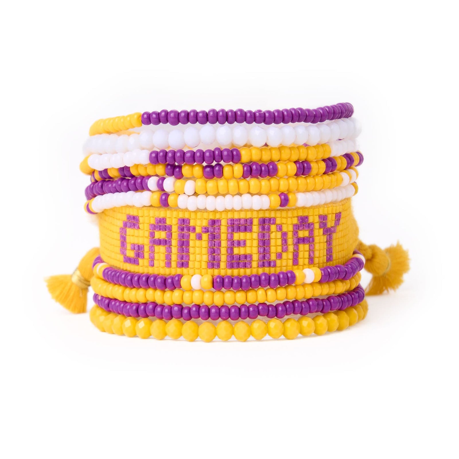 Game Day Sage 10 Strand + Gabby Stack Yellow, Purple, + White Wholesale