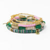 Grace Bracelet Stack of 5- Green and Pink Wholesale