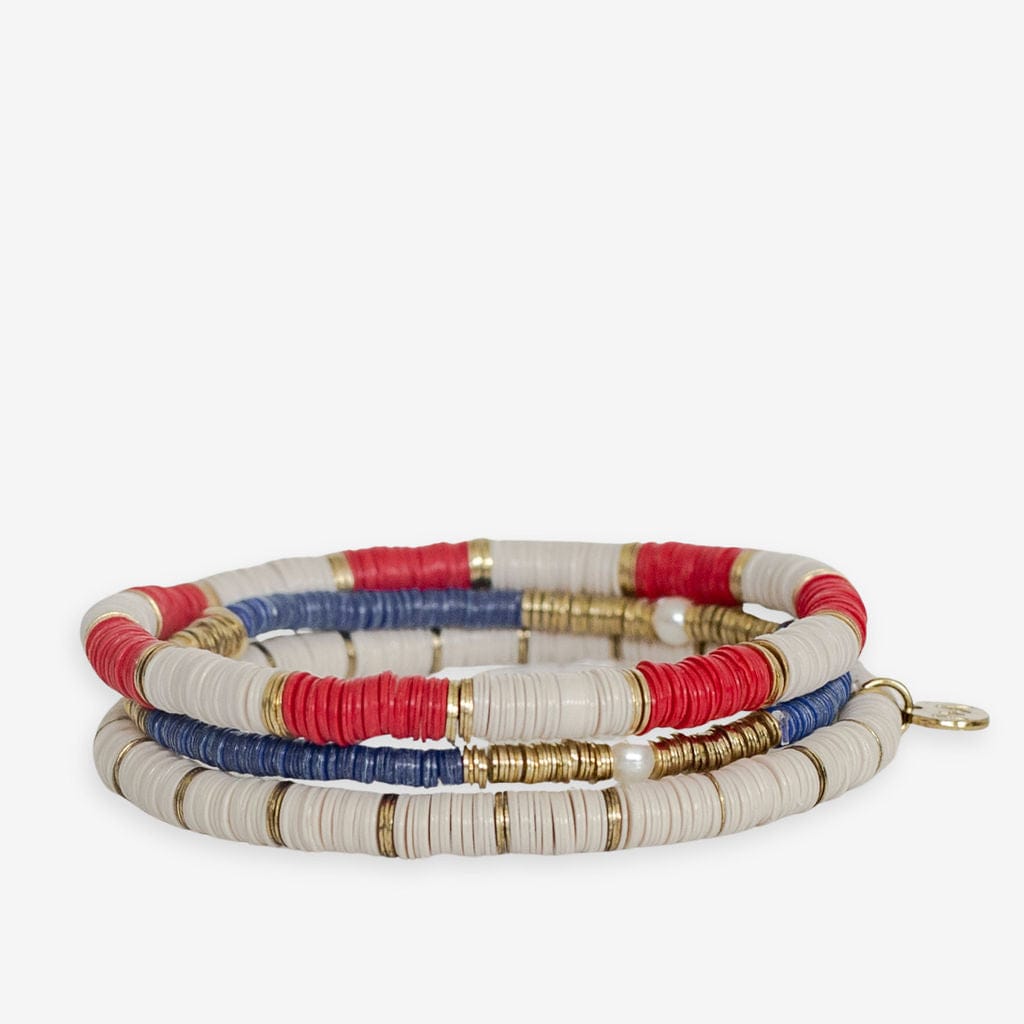 Grace Game Day Sequin Bracelet Stack of 3 Red White and Blue Wholesale