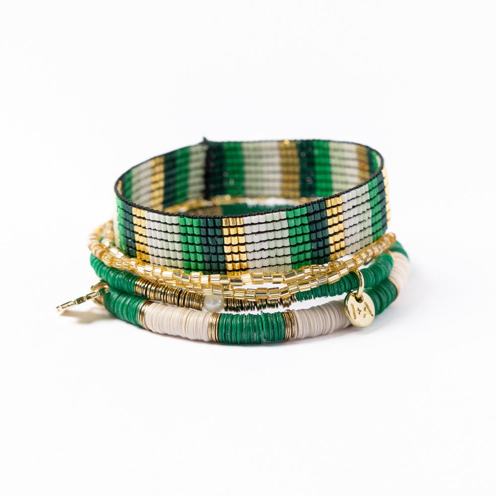 Grace & Alex Bracelet Stack Green And Ivory Wholesale