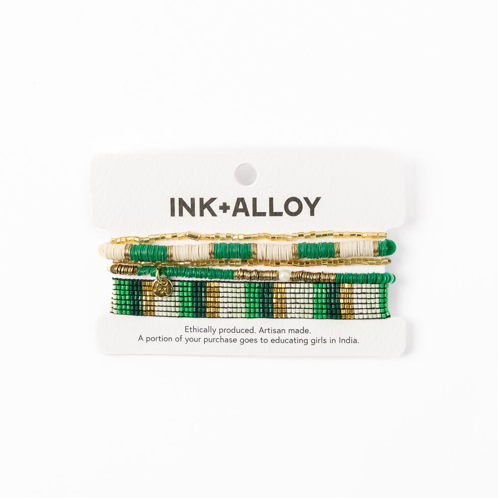 Grace & Alex Bracelet Stack Green And Ivory Wholesale