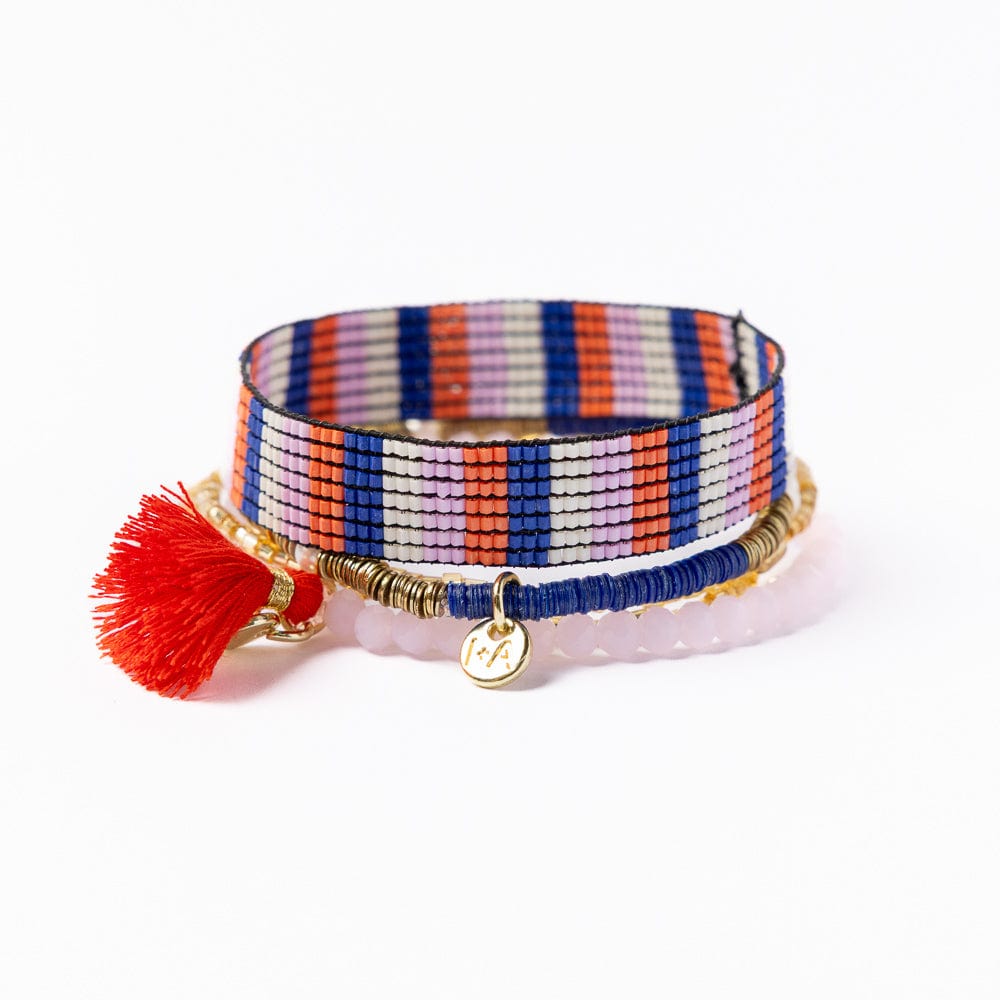 Grace & Alex Bracelet Stack Lapis And Pink Wholesale