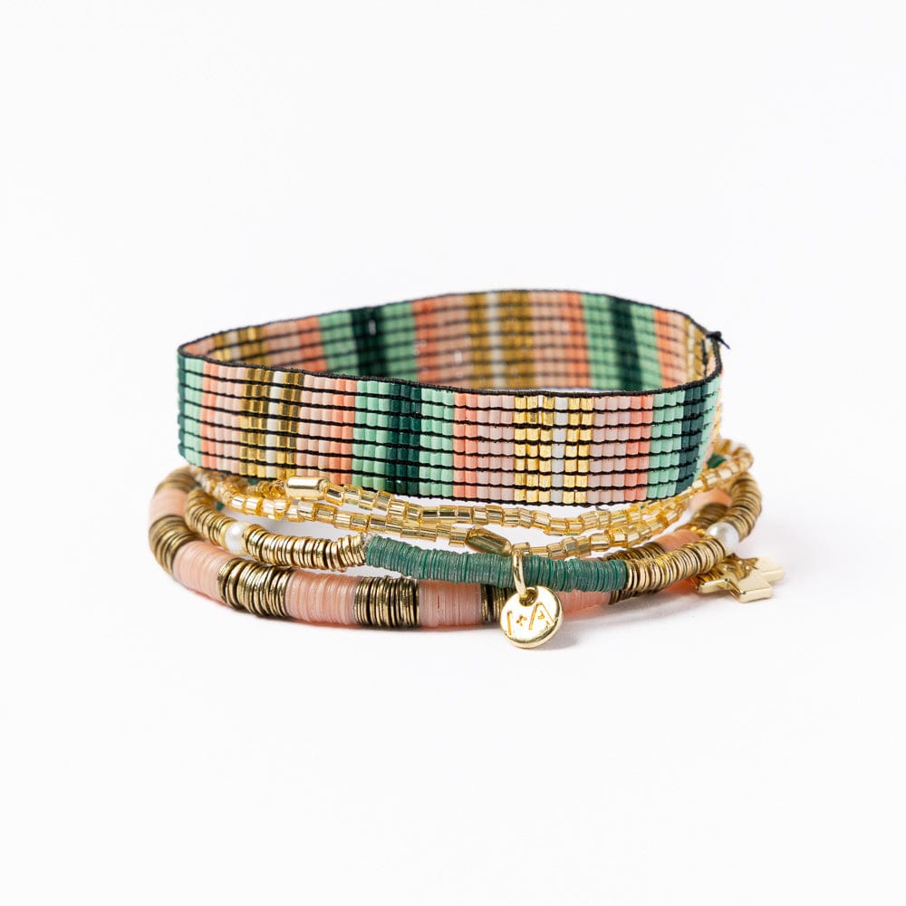Grace & Alex Bracelet Stack Green And Pink Wholesale