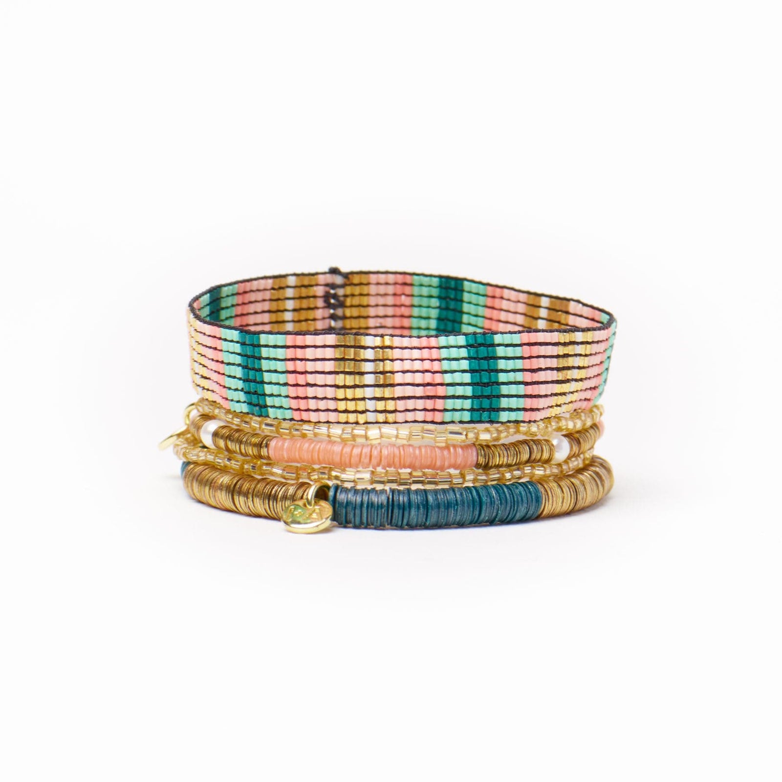 Grace & Alex Bracelet Stack Green And Pink Wholesale