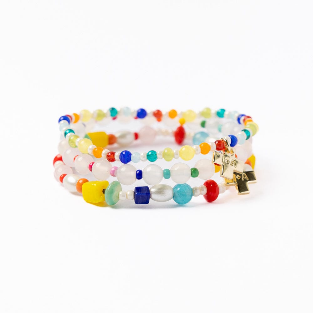 Mabel Bracelet Stack White And Rainbow Wholesale