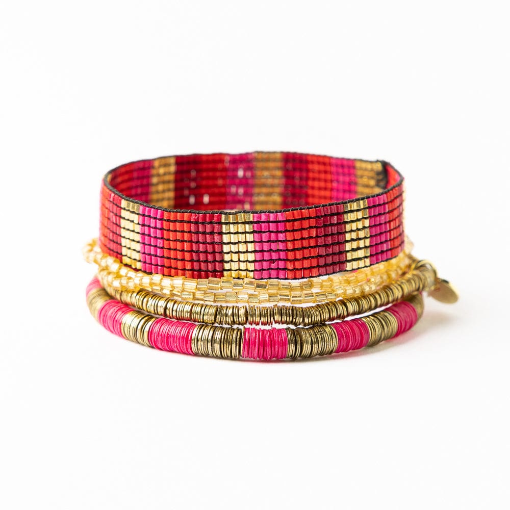 Alex and Grace Bracelet Stack Hot Pink + Gold Wholesale