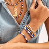 Mixed Bracelet Stack of 8 Blue and Peach Wholesale