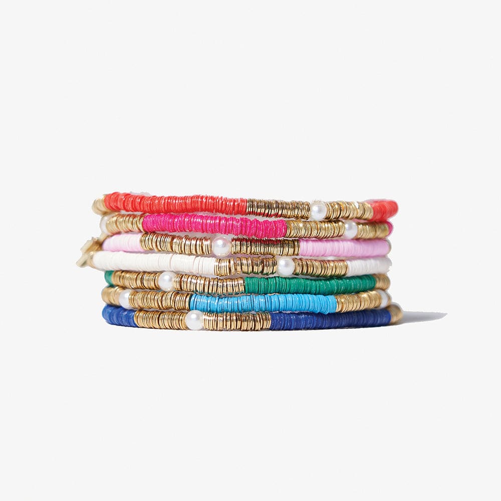 Rory Sequins and Pearls Bracelet Stack of 7 She's Rainbow Wholesale