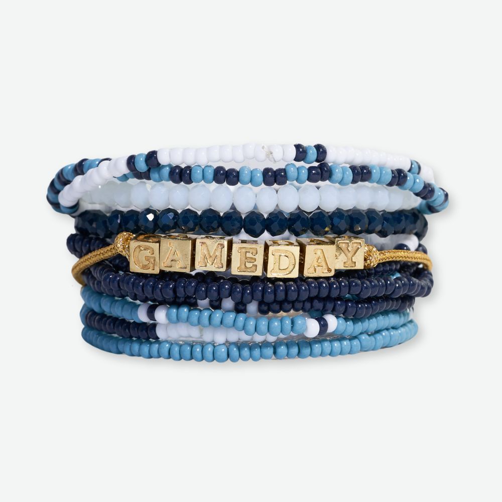 Bracelet Stack Game Day Light Blue + White + Navy Wholesale