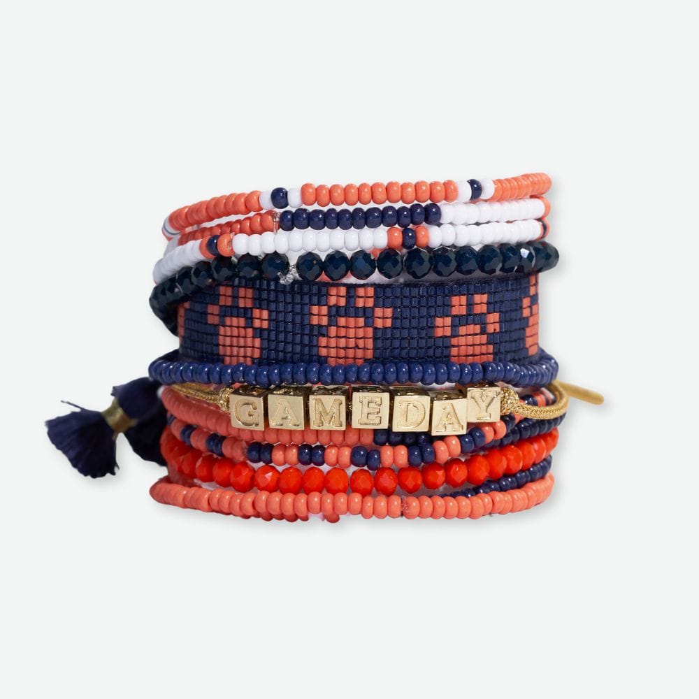 Bracelet Stack Game Day with Gabby Navy + Orange + White Wholesale