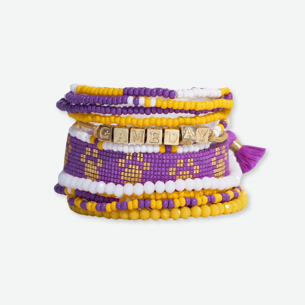 Bracelet Stack Game Day with Gabby Purple + Gold Wholesale