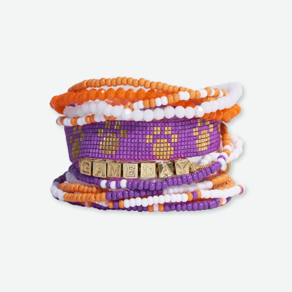 Bracelet Stack Game Day with Gabby Purple + Orange Wholesale