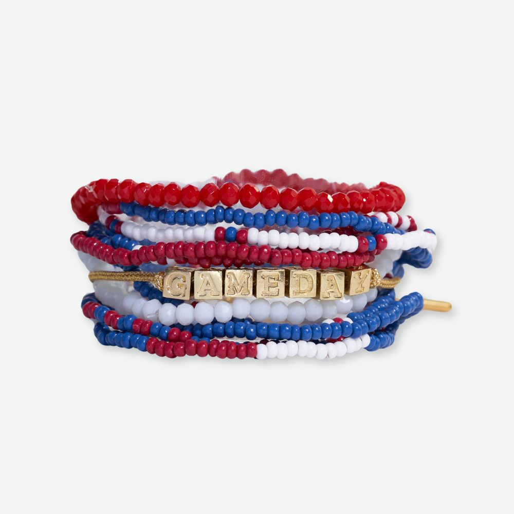 Bracelet Stack Game Day  Red + White + Blue Wholesale