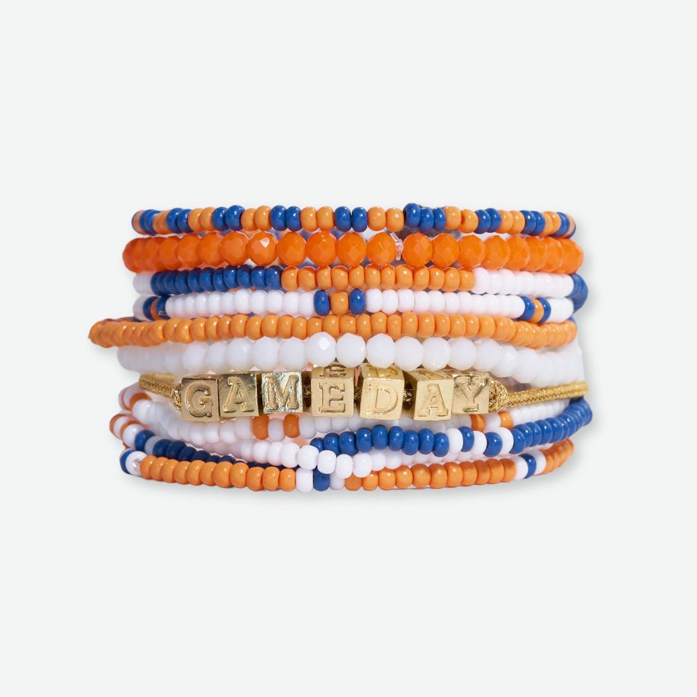 Bracelet Stack Game Day  Blue + Orange + White Wholesale