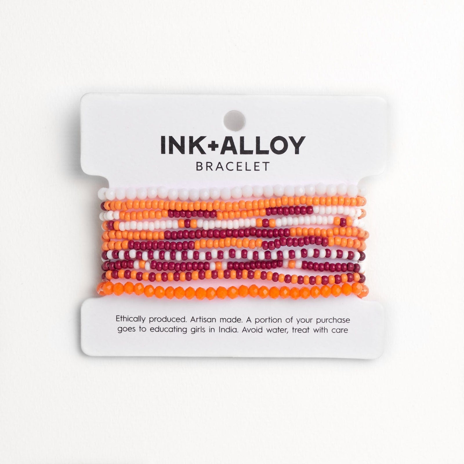 Game Day Beaded 10 Strand Stretch Bracelet Set Maroon + Orange Wholesale