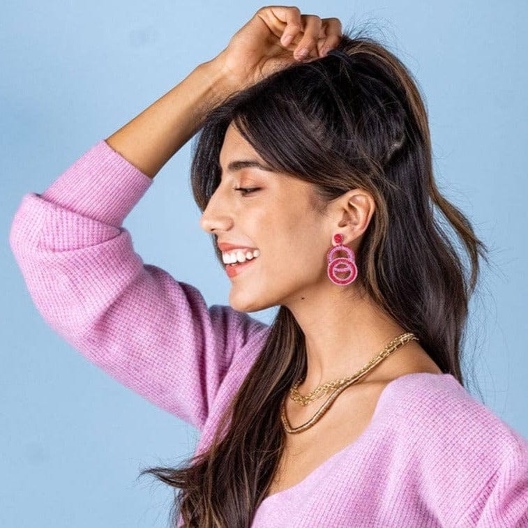 Monica Color Block Earrings Red Wholesale