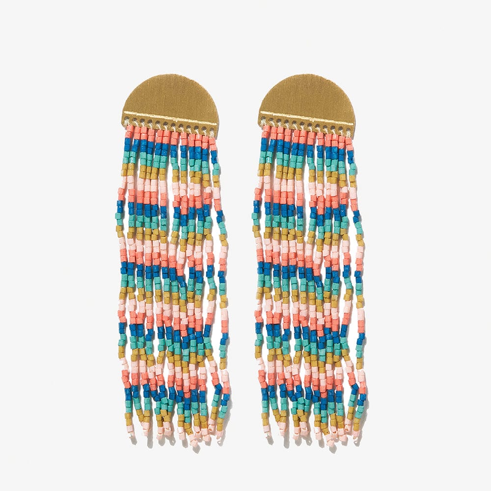 Riley Horizontal Striped Earrings Rainbow Wholesale