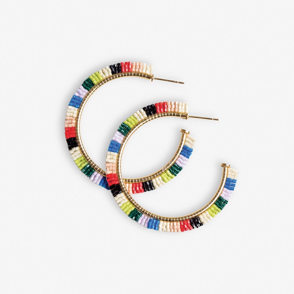 Nora Checkered Beaded Hoop Earrings Rio Wholesale