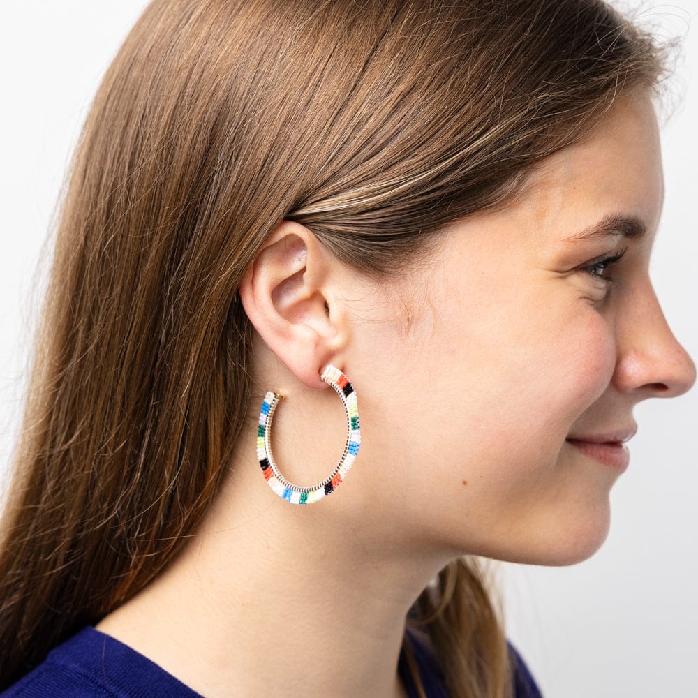 Nora Checkered Beaded Hoop Earrings Rio Wholesale