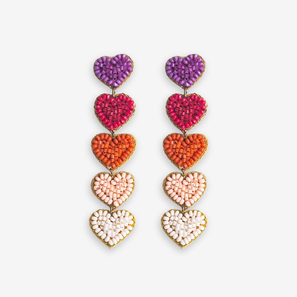 Christina Ombre Heart Earrings Hot Pink Wholesale