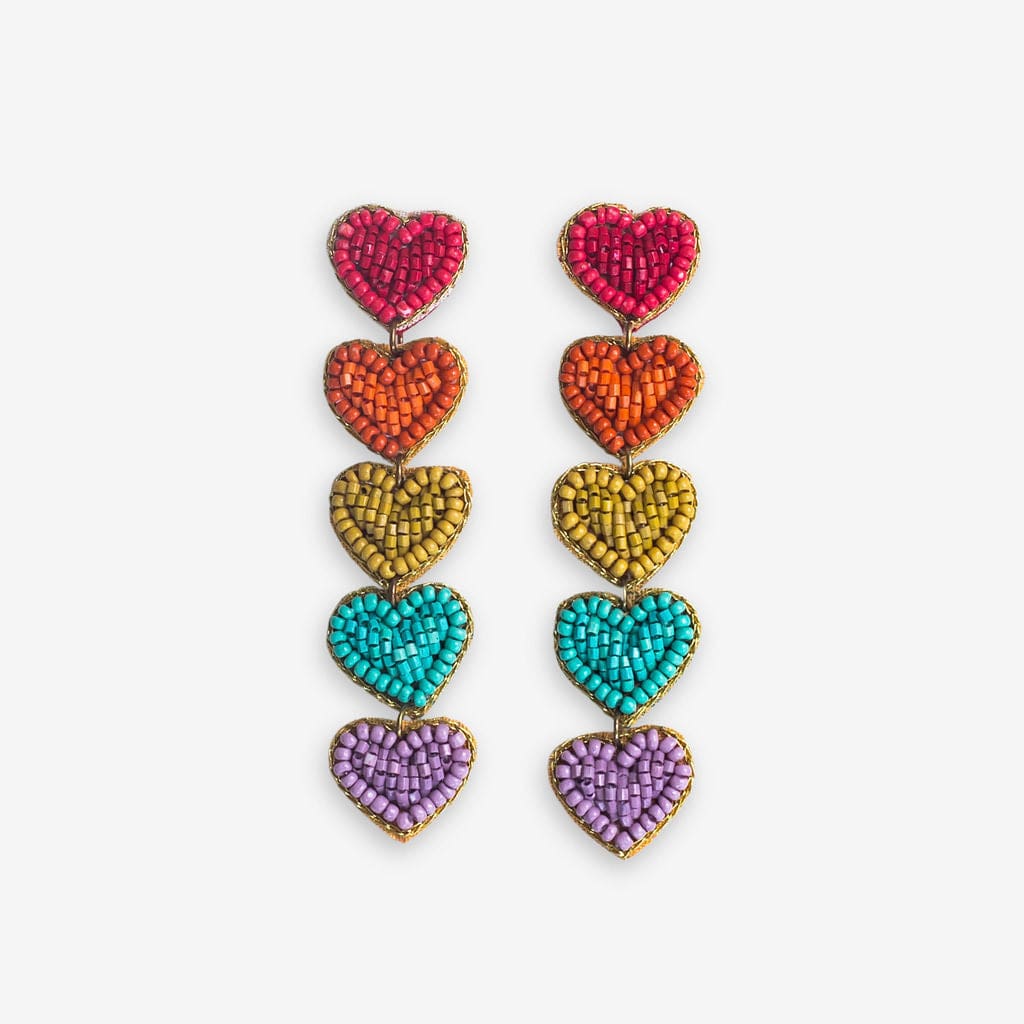 Christina Rainbow Heart Earrings Red Wholesale
