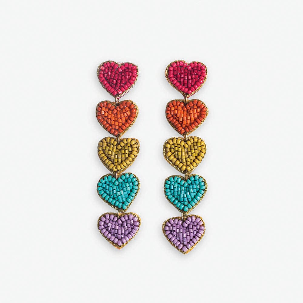 Christina Rainbow Heart Earrings Red Wholesale