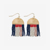 Birdie Abstract Beaded Fringe Earrings Navy Wholesale