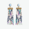 Lilah Semi-Precious Stone Post With Organic Shapes Beaded Fringe Earrings Light Blue Wholesale