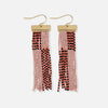 Lana Rectangle Hanger Colorblocks With Stripes Beaded Fringe Earrings Blush Wholesale