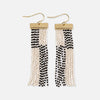 Lana Rectangle Hanger Colorblocks With Stripes Beaded Fringe Earrings Black Wholesale