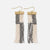 Lana Rectangle Hanger Colorblocks With Stripes Beaded Fringe Earrings Black Wholesale