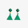 Celia Small Triangle Drop With Semi-Precious Stone Post Earrings Kelly Green Wholesale