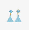 Celia Small Triangle Drop With Semi-Precious Stone Post Earrings Light Blue Wholesale