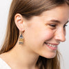 Leta Mini Gold Hoop Confetti Top And Stripe Short Fringe Earrings Black Wholesale