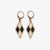 Carmen Mini Gold Hoop Diamond Pattern Beaded Drop Earrings Black and White Wholesale