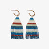 James Mini Gold Hoop Mixed Horizontal Stripes Beaded Fringe Earrings Teal Wholesale