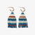 James Mini Gold Hoop Mixed Horizontal Stripes Beaded Fringe Earrings Teal Wholesale