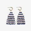 James Mini Gold Hoop Two Tone Stripes Beaded Fringe Earrings Navy Wholesale