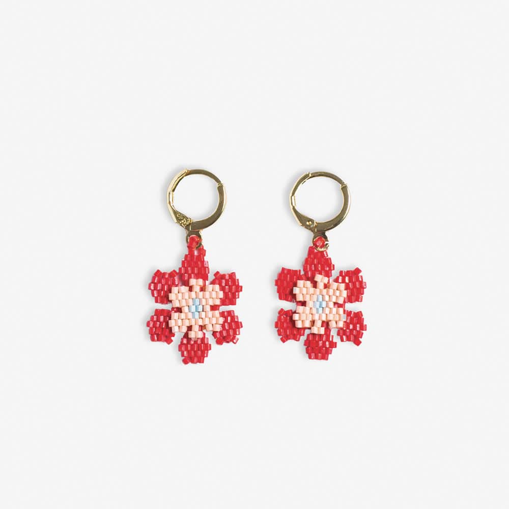 Blossom Double Layer Six Petal Flower Drop Earrings Poppy Wholesale