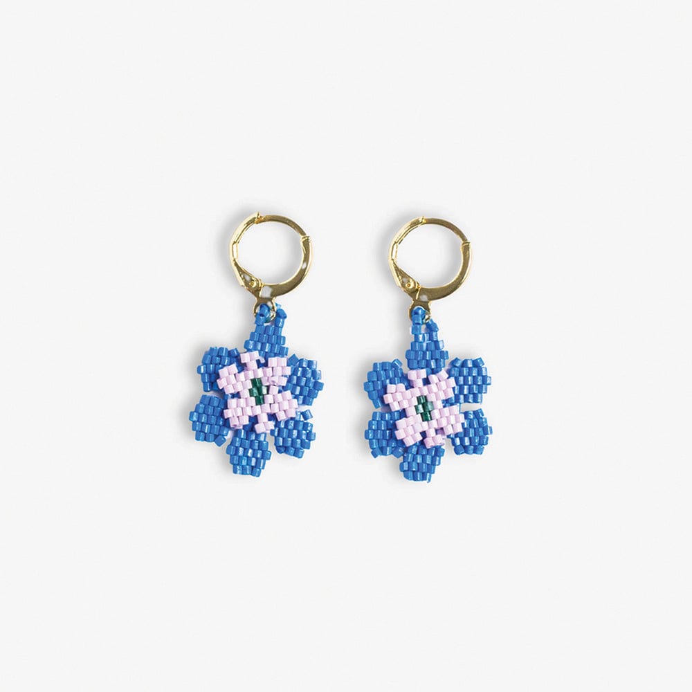 Blossom Double Layer Six Petal Flower Drop Earrings Royal Blue Wholesale