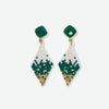 Sky Small Diamond Drop with Semi-Precious Stone Post Earrings Emerald Green Wholesale