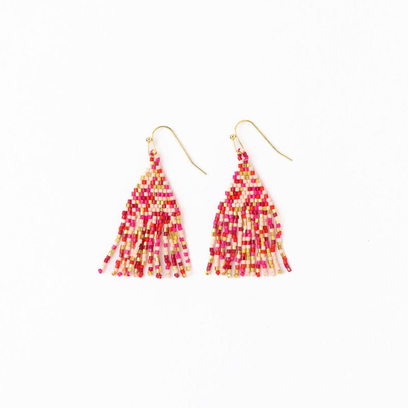 Cassie Mini Confetti Short Fringe Earrings Pink + Gold Wholesale