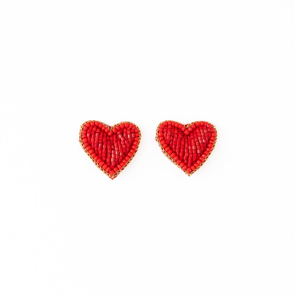 Haddie Heart Post Earrings Red Wholesale
