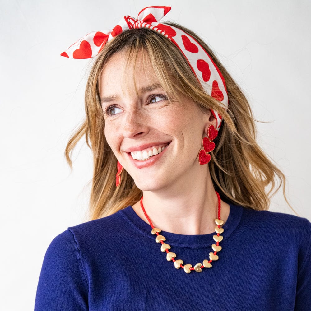 Haddie 3 Heart Drop Earrings Red Wholesale