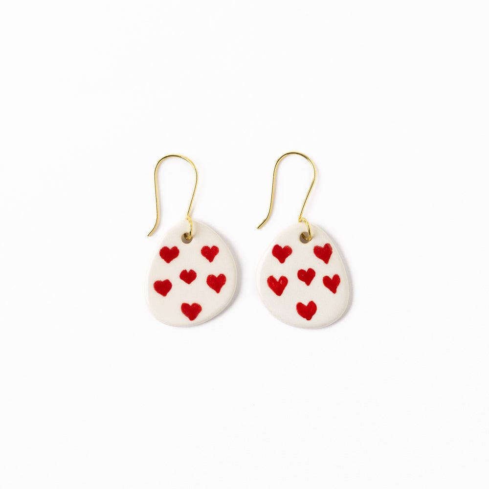 Danielle Round Ceramic Earrings With Hearts Wholesale