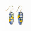 Danielle Oval Ceramic Earring With Lemons And Blue Plaid