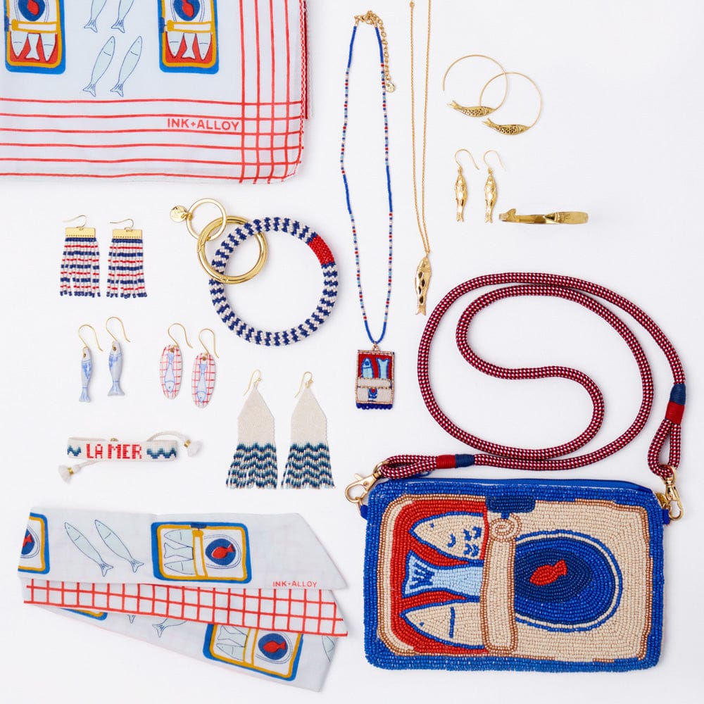 Danielle Fish Ceramic Earrings Blue + White Wholesale