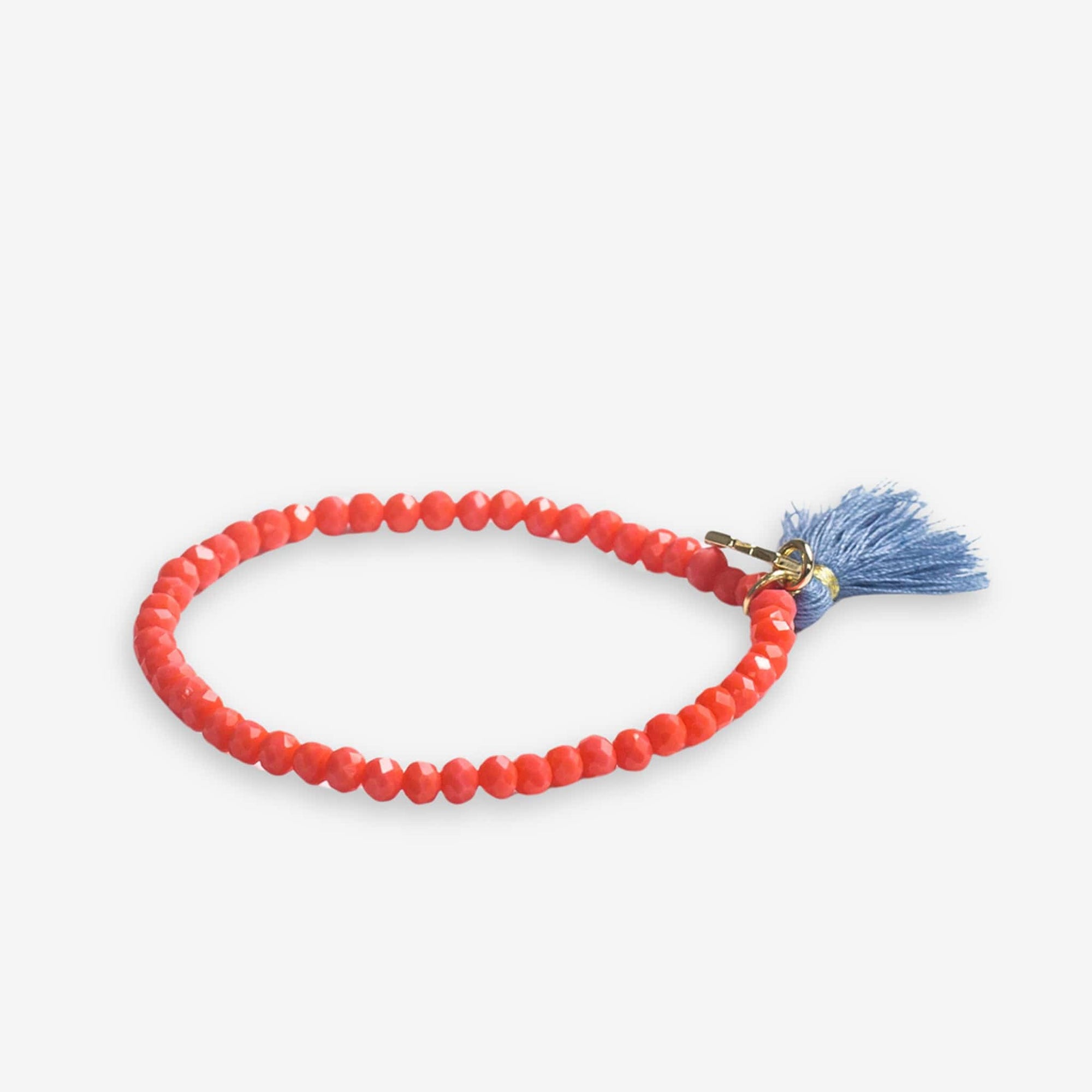 Patsy Solid Crystal Stretch Bracelet With Tassel Coral Wholesale