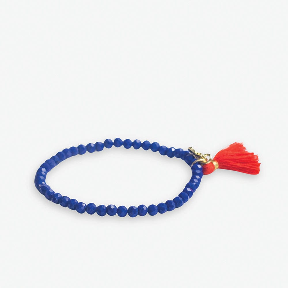 Patsy Solid Crystal Stretch Bracelet With Tassel Royal Blue Wholesale