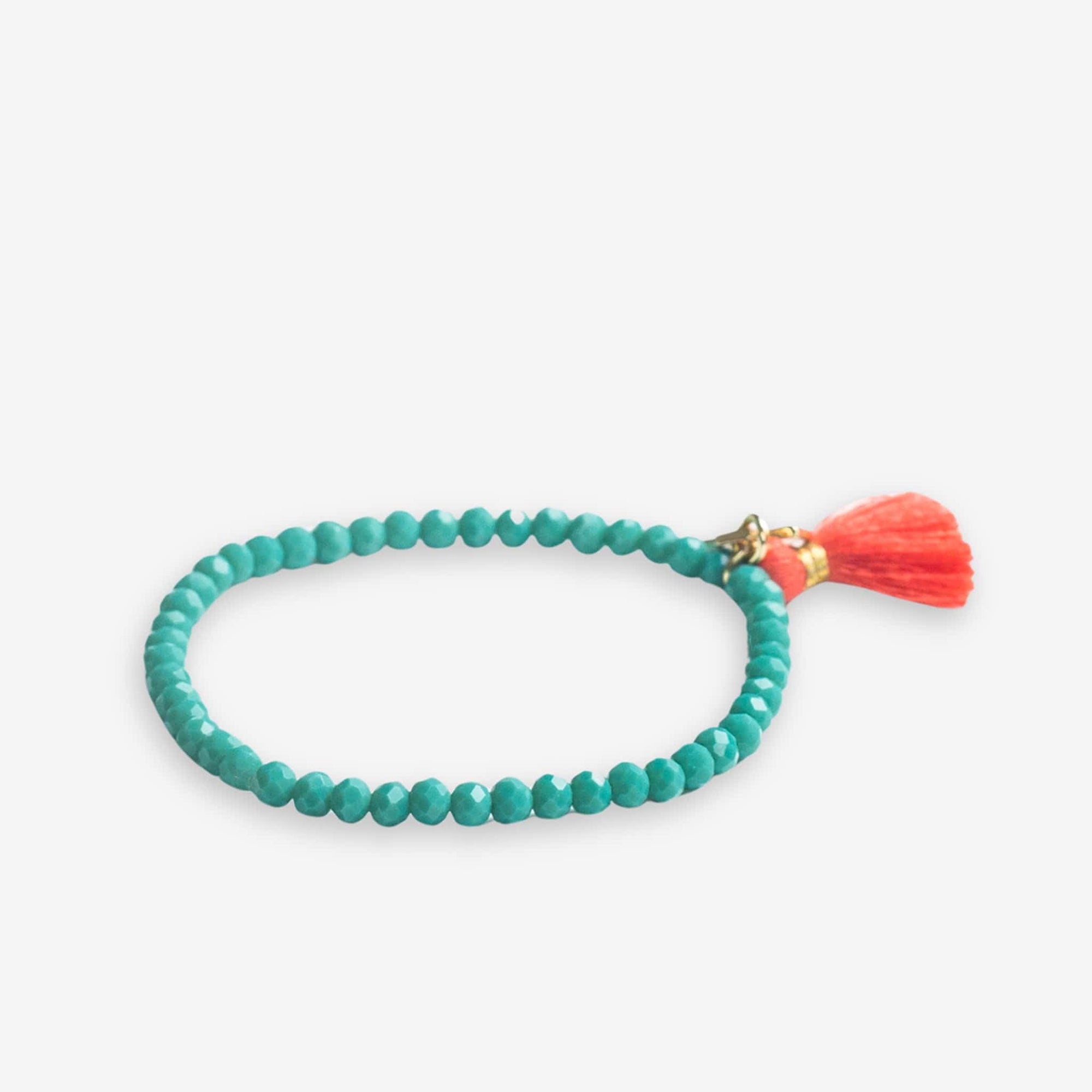 Patsy Solid Crystal Stretch Bracelet With Tassel Turquoise Wholesale